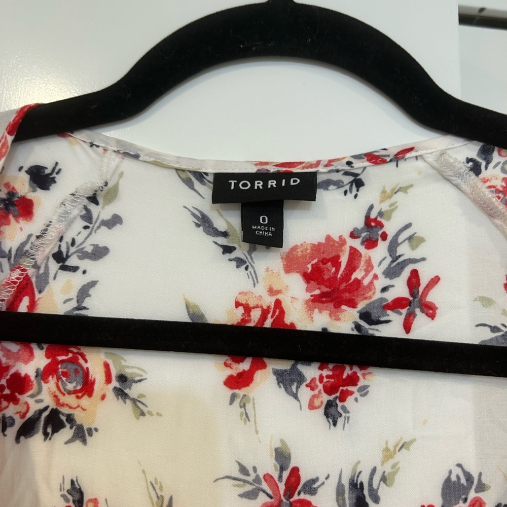 Torrid Mini Chiffon Smocked Dress Size 0 Floral Print 12 Cottage Core White - Picture 3 of 12
